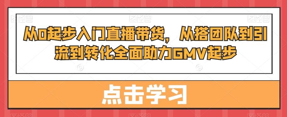 从0起步入门直播带货，​从搭团队到引流到转化全面助力GMV起步-ANQUYE-HENHENLU-26UUU[首页]
