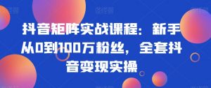 抖音矩阵实战课程：新手从0到100万粉丝，全套抖音变现实操-ANQUYE-HENHENLU-26UUU[首页]