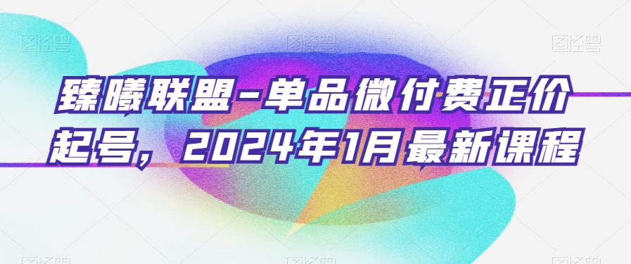 臻曦联盟-单品微付费正价起号，2024年1月最新课程-ANQUYE-HENHENLU-26UUU[首页]
