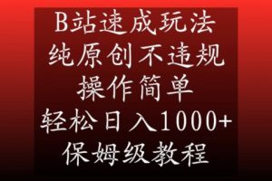 B站速成玩法，纯原创不违规，操作简单，轻松日入1000+，保姆级教程【揭秘】-ANQUYE-HENHENLU-26UUU[首页]