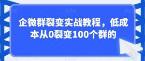 企微群裂变实战教程，低成本从0裂变100个群的-ANQUYE-HENHENLU-26UUU[首页]