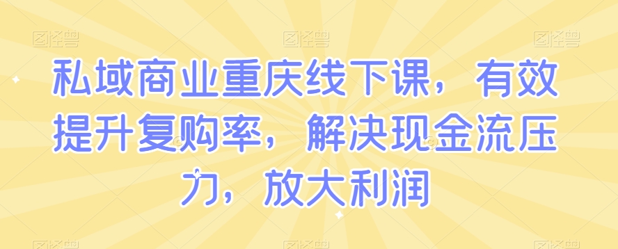 私域商业重庆线下课，有效提升复购率，解决现金流压力，放大利润-ANQUYE-HENHENLU-26UUU[首页]