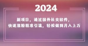 2024新项目，通过国外社交软件，快速涨粉精准引流，轻松做到月入上万【揭秘】-ANQUYE-HENHENLU-26UUU[首页]