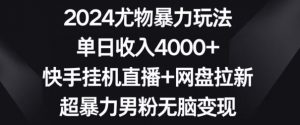 2024尤物暴力玩法，单日收入4000+，快手挂机直播+网盘拉新，超暴力男粉无脑变现【揭秘】-ANQUYE-HENHENLU-26UUU[首页]