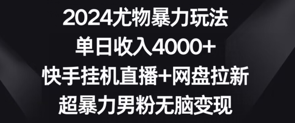 2024尤物暴力玩法，单日收入4000+，快手挂机直播+网盘拉新，超暴力男粉无脑变现【揭秘】-ANQUYE-HENHENLU-26UUU[首页]