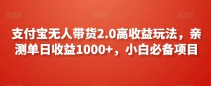 支付宝无人带货2.0高收益玩法，亲测单日收益1000+，小白必备项目【揭秘】-ANQUYE-HENHENLU-26UUU[首页]