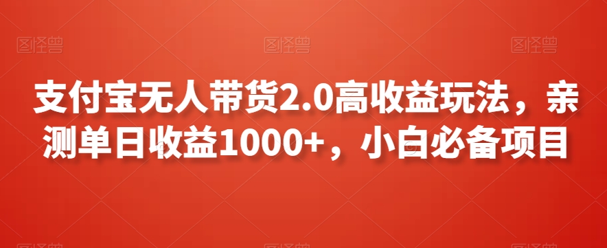 支付宝无人带货2.0高收益玩法，亲测单日收益1000+，小白必备项目【揭秘】-ANQUYE-HENHENLU-26UUU[首页]