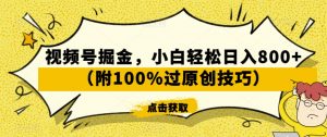 视频号掘金，小白轻松日入800+（附100%过原创技巧）【揭秘】-ANQUYE-HENHENLU-26UUU[首页]