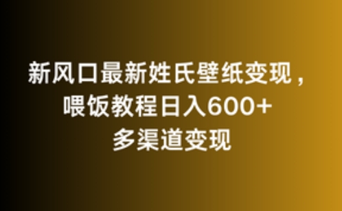 新风口最新姓氏壁纸变现，喂饭教程日入600+【揭秘】-ANQUYE-HENHENLU-26UUU[首页]