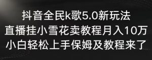 抖音全民k歌5.0新玩法，直播挂小雪花卖教程月入10万，小白轻松上手，保姆及教程来了【揭秘】-ANQUYE-HENHENLU-26UUU[首页]