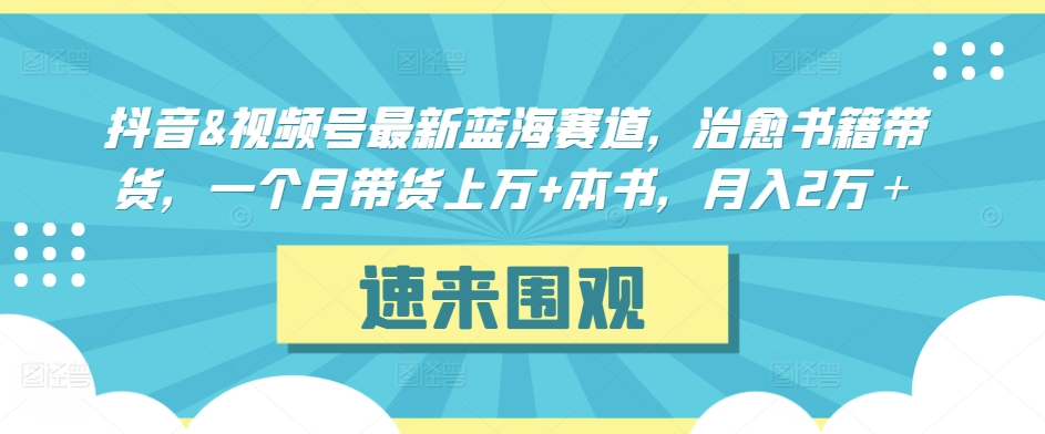 抖音&视频号最新蓝海赛道，治愈书籍带货，一个月带货上万+本书，月入2万＋【揭秘】-ANQUYE-HENHENLU-26UUU[首页]