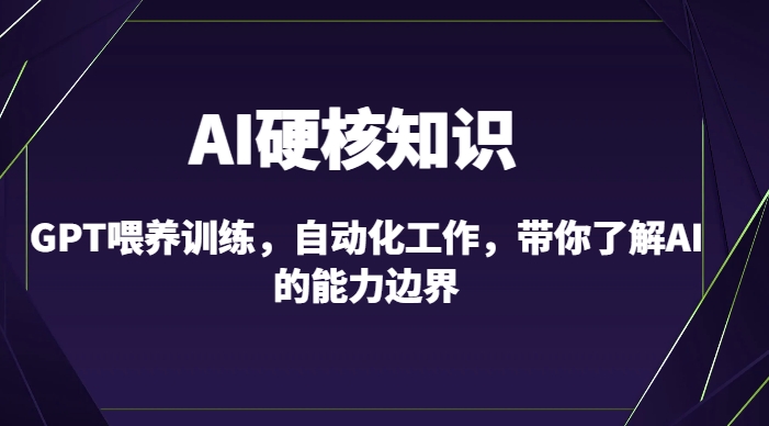 AI硬核知识-GPT喂养训练，自动化工作，带你了解AI的能力边界（10节课）-ANQUYE-HENHENLU-26UUU[首页]