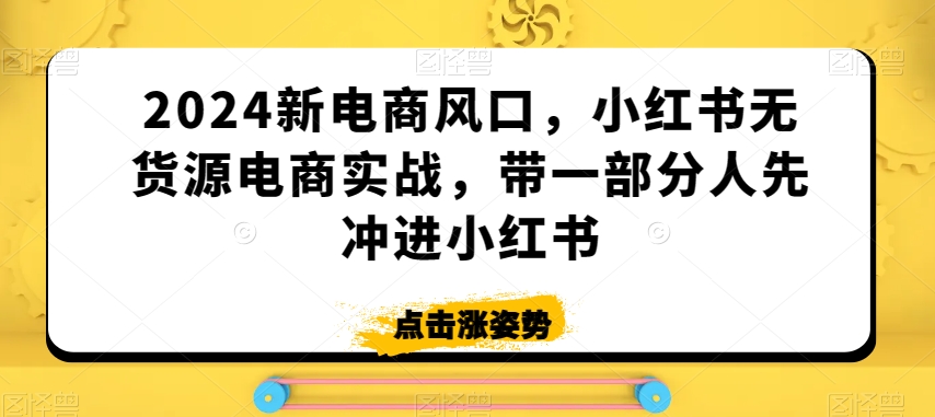 2024新电商风口，小红书无货源电商实战，带一部分人先冲进小红书-ANQUYE-HENHENLU-26UUU[首页]