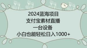 2024年蓝海项目，支付宝素材直播，无需出境，小白也能日入1000+ ，实操教程【揭秘】-ANQUYE-HENHENLU-26UUU[首页]