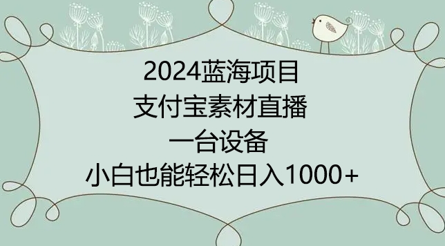 2024年蓝海项目，支付宝素材直播，无需出境，小白也能日入1000+ ，实操教程【揭秘】-ANQUYE-HENHENLU-26UUU[首页]