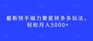 最新快手磁力聚星拼多多玩法，轻松月入5000+【揭秘】-ANQUYE-HENHENLU-26UUU[首页]