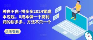 拼多多2024零成本包起，0成本做一个高利润的拼多多，方法不只一个-ANQUYE-HENHENLU-26UUU[首页]