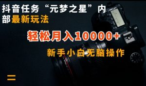 抖音任务“元梦之星”内部最新玩法，新手小白无脑操作，轻松月入10000+【揭秘】-ANQUYE-HENHENLU-26UUU[首页]