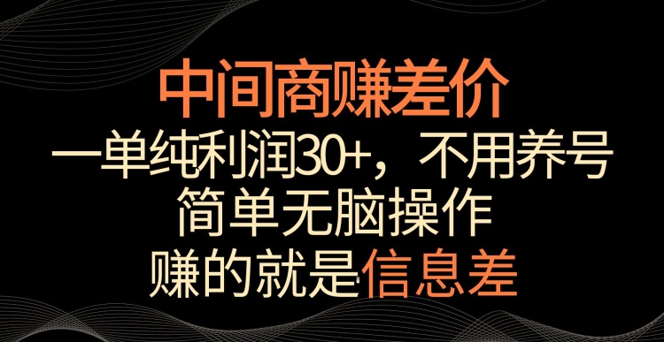 中间商赚差价，一单纯利润30+，简单无脑操作，赚的就是信息差，轻轻松松日入1000+【揭秘】-ANQUYE-HENHENLU-26UUU[首页]
