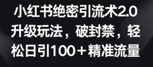 小红书绝密引流术2.0升级玩法，破封禁，轻松日引100+精准流量【揭秘】-ANQUYE-HENHENLU-26UUU[首页]