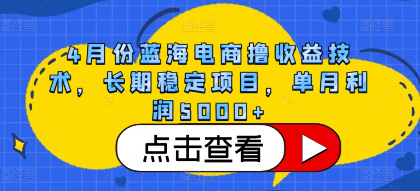 4月份蓝海电商撸收益技术，长期稳定项目，单月利润5000+【揭秘】-ANQUYE-HENHENLU-26UUU[首页]