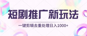 短剧推广新玩法，不剪辑，工具助力一键过原创，日入1000+【揭秘】-ANQUYE-HENHENLU-26UUU[首页]