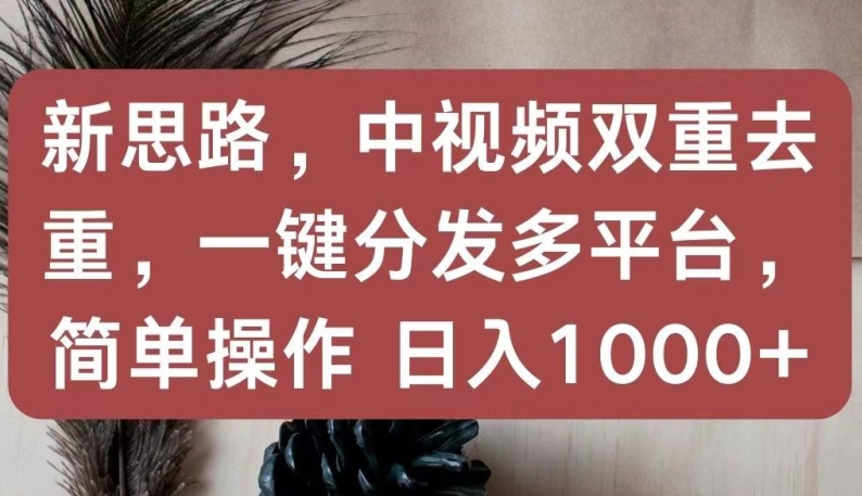 新思路，中视频双重去重，一键分发多平台，简单操作，日入1000+【揭秘】-ANQUYE-HENHENLU-26UUU[首页]