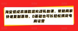 淘宝低成本爆款流实战私教课，帮助商家快速复制落地，0基础也可以轻松搞定电商运营-ANQUYE-HENHENLU-26UUU[首页]