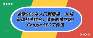 谷歌SEO从入门到精通，30讲带你打造排名，清晰的独立站+Google SEO工作流-ANQUYE-HENHENLU-26UUU[首页]