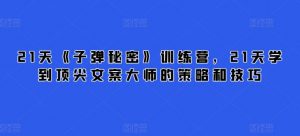 21天《子弹秘密》训练营，21天学到顶尖文案大师的策略和技巧-ANQUYE-HENHENLU-26UUU[首页]