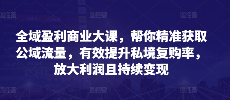 全域盈利商业大课，帮你精准获取公域流量，有效提升私境复购率，放大利润且持续变现-ANQUYE-HENHENLU-26UUU[首页]