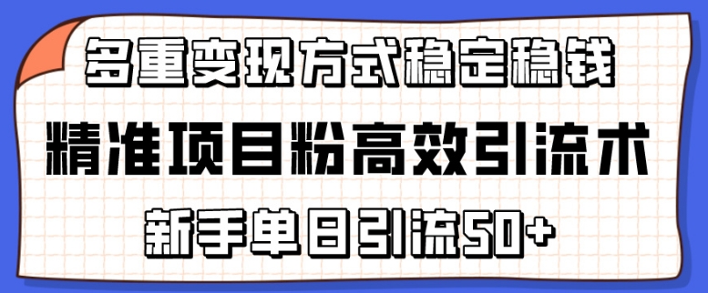 精准项目粉高效引流术，新手单日引流50+，多重变现方式稳定赚钱【揭秘】-ANQUYE-HENHENLU-26UUU[首页]