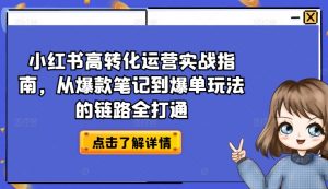小红书高转化运营实战指南，从爆款笔记到爆单玩法的链路全打通-ANQUYE-HENHENLU-26UUU[首页]