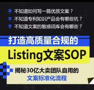 打造高质量合规的Listing文案SOP，掌握亚马逊文案工作的标准化-ANQUYE-HENHENLU-26UUU[首页]