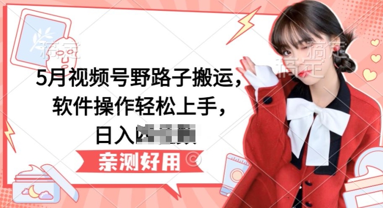 5月视频号野路子搬运，软件操作轻松上手，日入三位数【揭秘】-ANQUYE-HENHENLU-26UUU[首页]