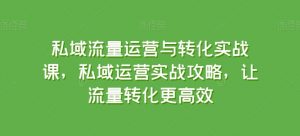 私域流量运营与转化实战课，私域运营实战攻略，让流量转化更高效-ANQUYE-HENHENLU-26UUU[首页]