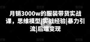 月销3000w的服装带货实战课，思维模型|实战经验|暴力引流|后端变现-ANQUYE-HENHENLU-26UUU[首页]