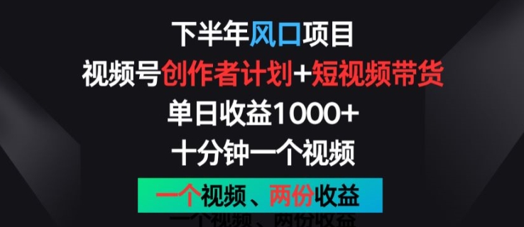 下半年风口项目，视频号创作者计划+视频带货，一个视频两份收益，十分钟一个视频【揭秘】-ANQUYE-HENHENLU-26UUU[首页]