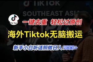 海外Tiktok短视频无脑搬运，一键去重轻松过原创，新手小白听话照做日入几张【揭秘】-ANQUYE-HENHENLU-26UUU[首页]