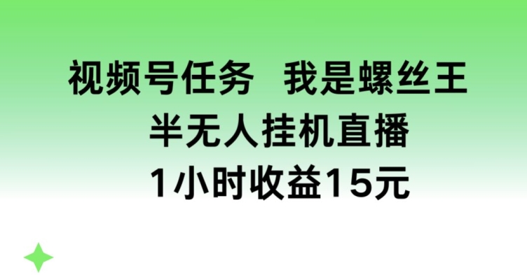 视频号任务，我是螺丝王， 半无人挂机1小时收益15元【揭秘】-ANQUYE-HENHENLU-26UUU[首页]