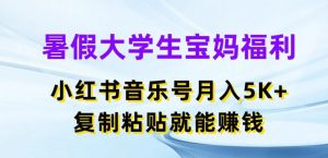 暑假大学生宝妈福利，小红书音乐号月入5000+，复制粘贴就能赚钱【揭秘】-ANQUYE-HENHENLU-26UUU[首页]