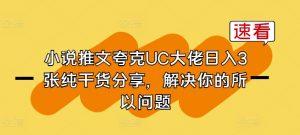 小说推文夸克UC大佬日入3张纯干货分享，解决你的所以问题-ANQUYE-HENHENLU-26UUU[首页]