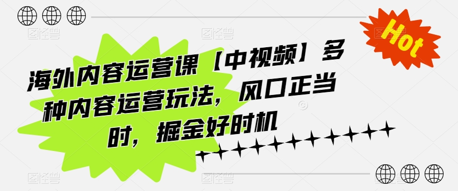 海外内容运营课【中视频】多种内容运营玩法，风口正当时，掘金好时机-ANQUYE-HENHENLU-26UUU[首页]