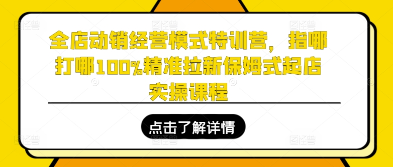 全店动销经营模式特训营，指哪打哪100%精准拉新保姆式起店实操课程-ANQUYE-HENHENLU-26UUU[首页]