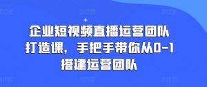 企业短视频直播运营团队打造课，手把手带你从0-1搭建运营团队-ANQUYE-HENHENLU-26UUU[首页]