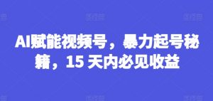 AI赋能视频号，暴力起号秘籍，15 天内必见收益【揭秘】-ANQUYE-HENHENLU-26UUU[首页]