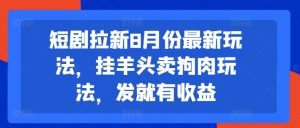 短剧拉新8月份最新玩法，挂羊头卖狗肉玩法，发就有收益-ANQUYE-HENHENLU-26UUU[首页]