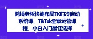 跨境老板快速布局TK的冷启动系统课，TikTok全案运营课程，小白入门最佳选择-ANQUYE-HENHENLU-26UUU[首页]