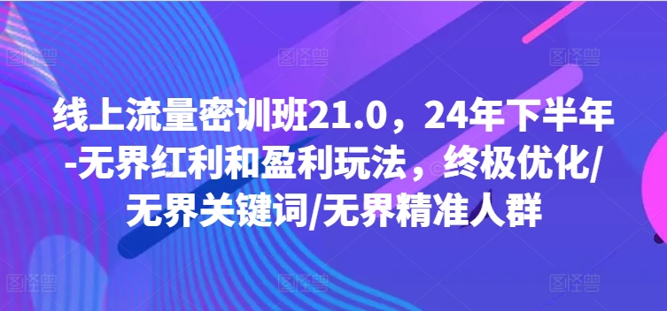 线上流量密训班21.0，24年下半年-无界红利和盈利玩法，终极优化/无界关键词/无界精准人群-ANQUYE-HENHENLU-26UUU[首页]