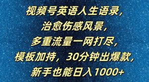视频号英语人生语录，多重流量一网打尽，模板加持，30分钟出爆款，新手也能日入1000+【揭秘】-ANQUYE-HENHENLU-26UUU[首页]